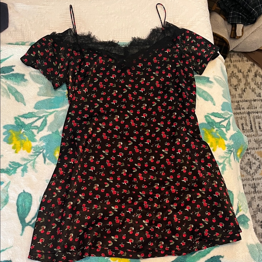 Miami Black and Red Floral Dress